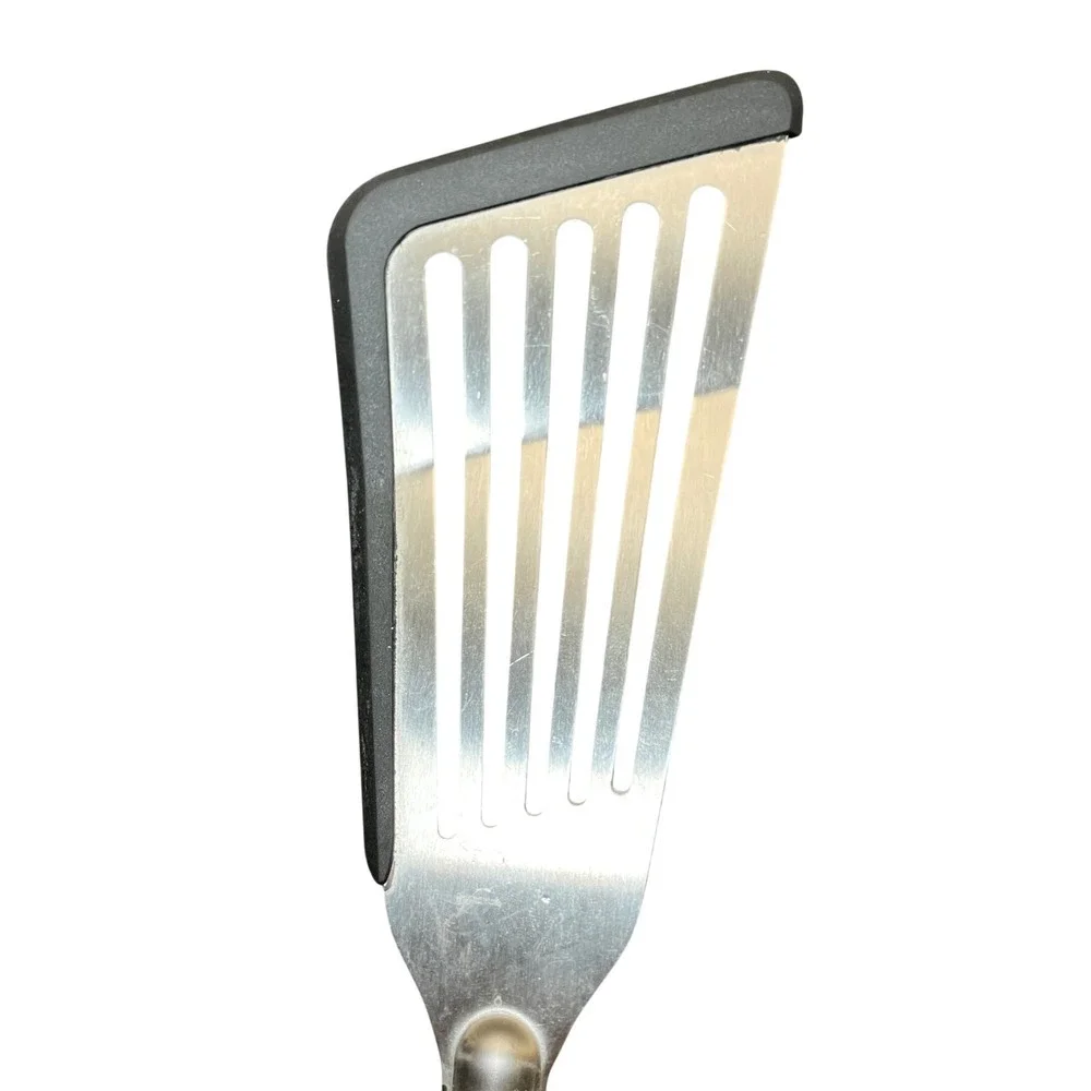 Farberware Spatula Kitchen Tool Silver Black Slotted Silicone Edge